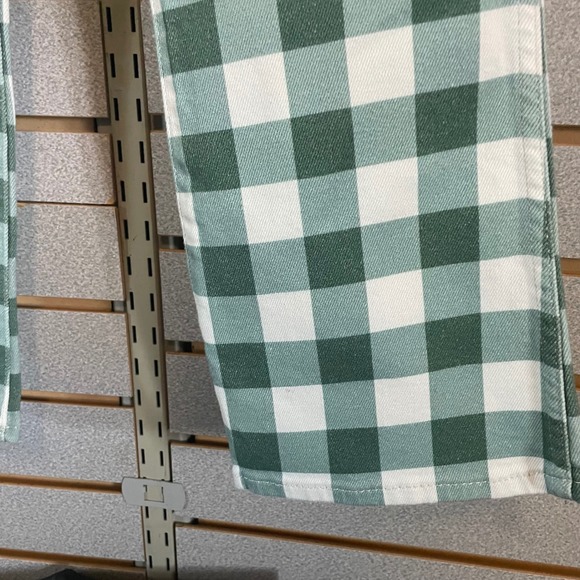 NWTS Wrangler WROCK 672 Green White Gingham Plaid Flare Jeans Size 26 VTG look‎ - Picture 7 of 7